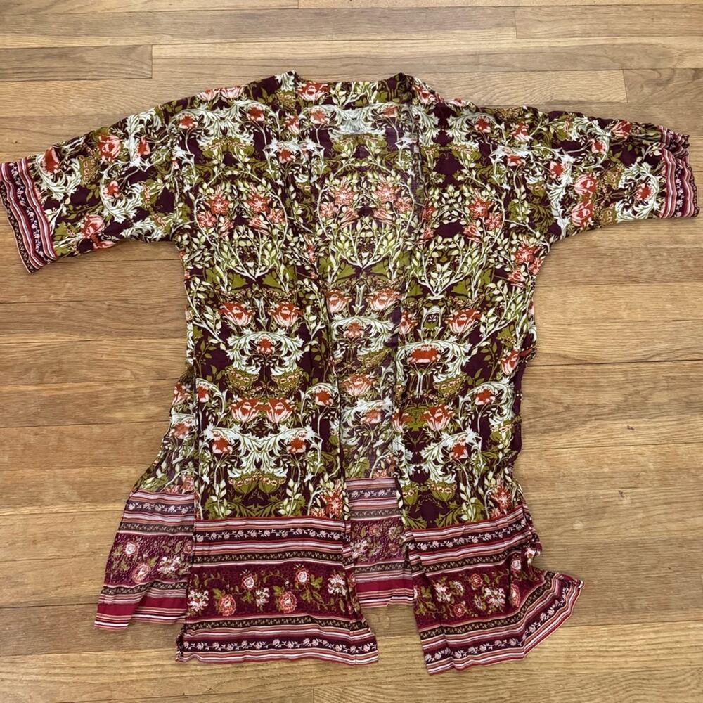 Merona purple red green open front tunic blouse shirt top one size
 b50